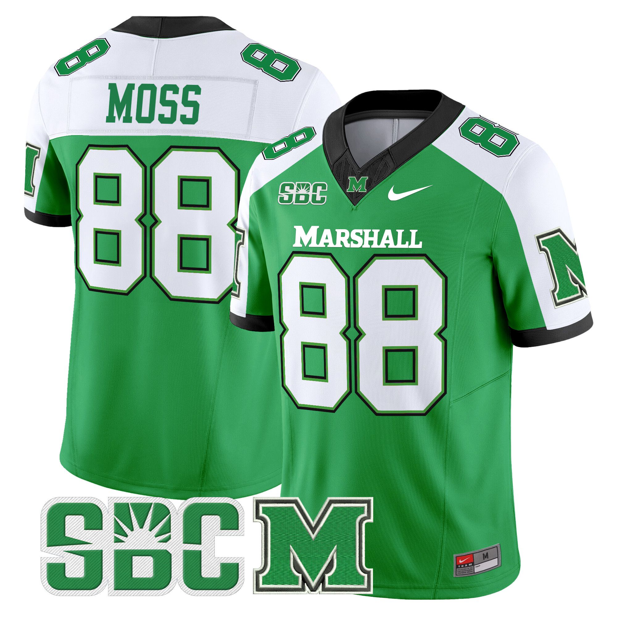 Men Marshall Thundering Herd #88 Moss Green Nike 2024 Vapor Limited NCAA Jersey